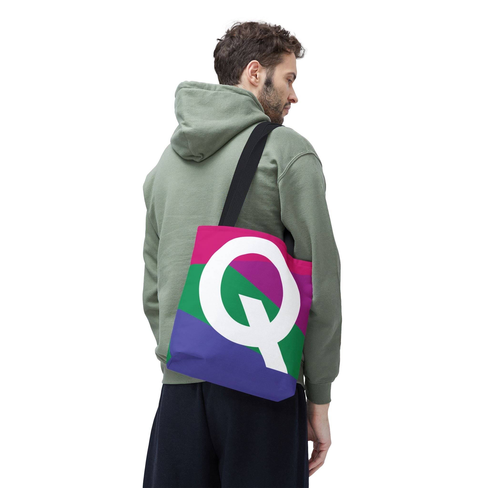 Monogram 'Q' Colorblock Tote Bag — Personalized Initial Q Shoulder Tote