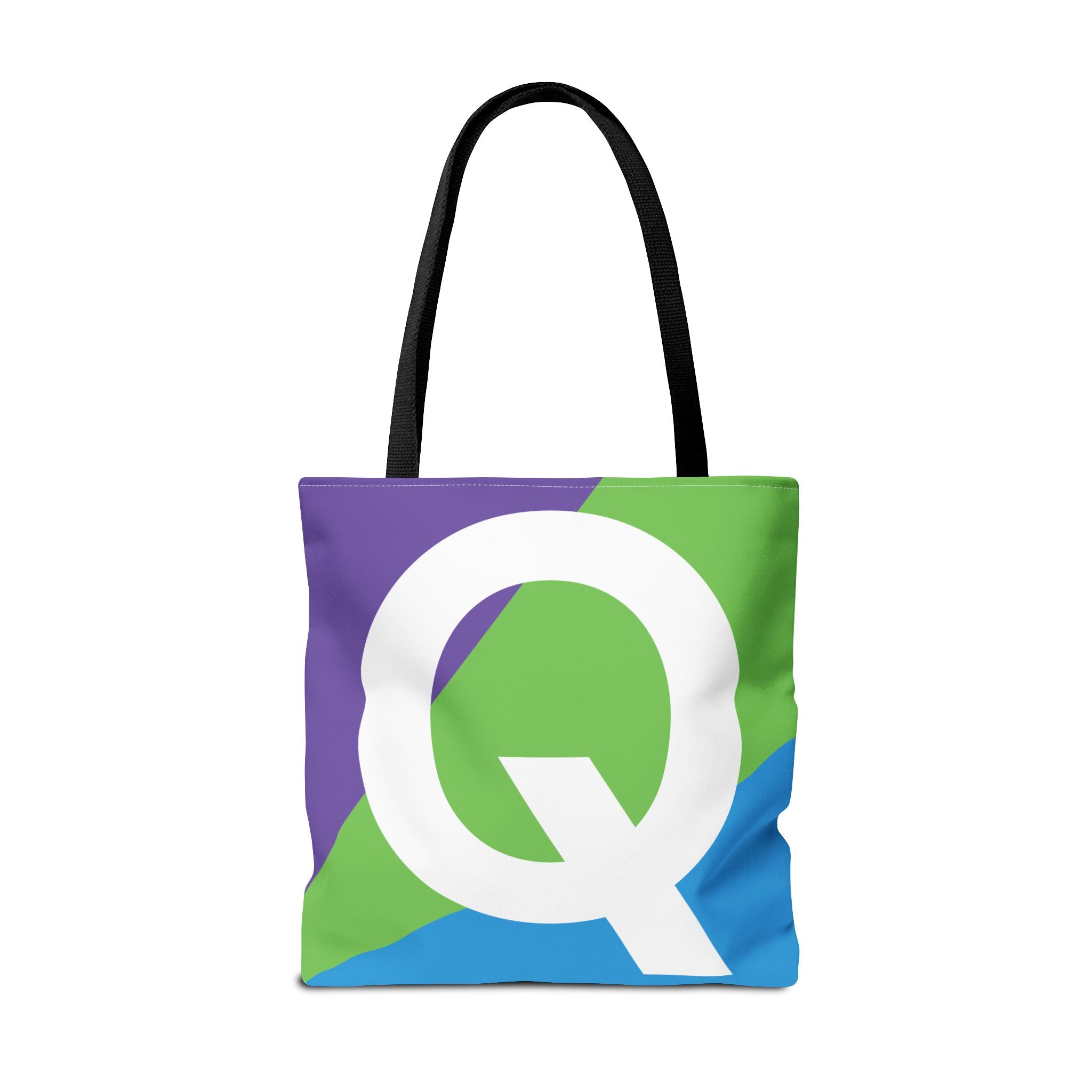 Monogram 'Q' Colorblock Tote Bag — Personalized Initial Q Shoulder Tote