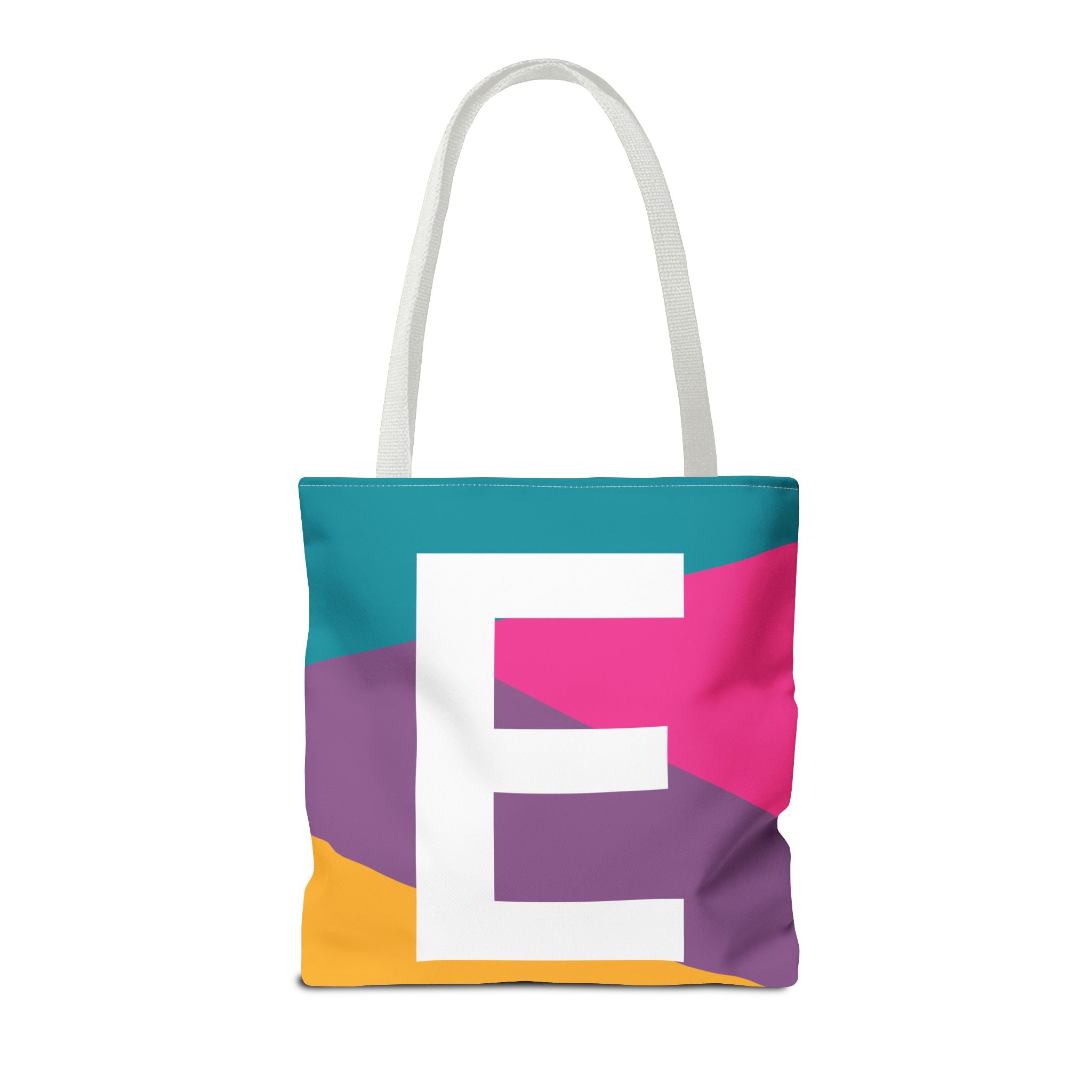 Monogram 'E' Colorblock Tote Bag — Personalized Initial E Shoulder Tote