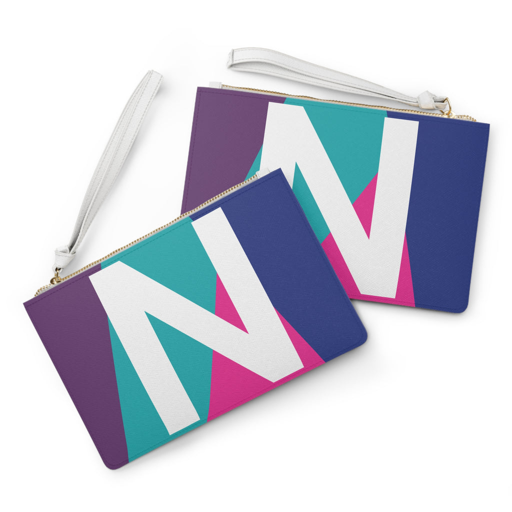 Monogram 'N' Colorblock Clutch Bag — Bold Geometric Wristlet for Everyday & Gifts