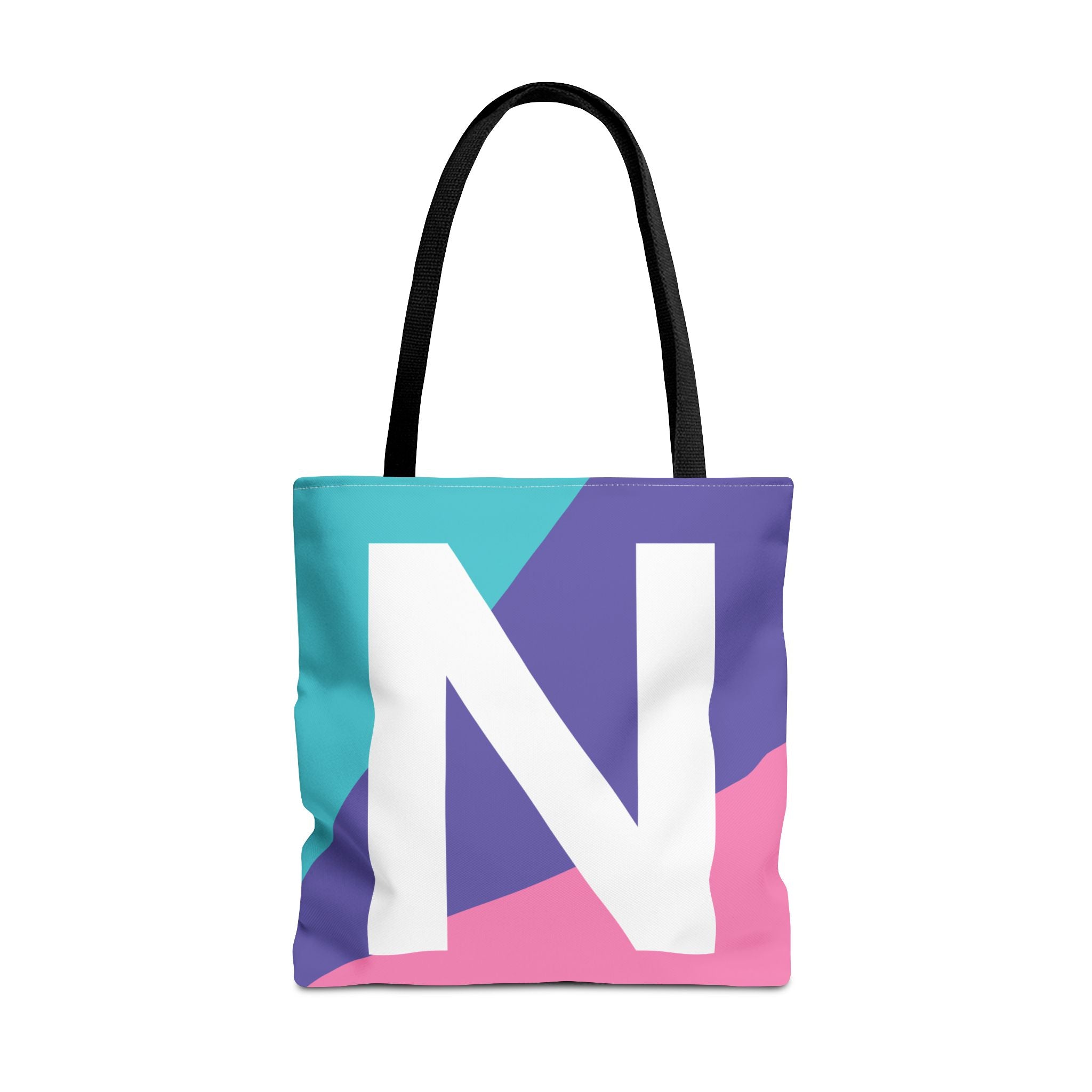 Monogram 'N' Colorblock Tote Bag — Personalized Initial N Shoulder Tote