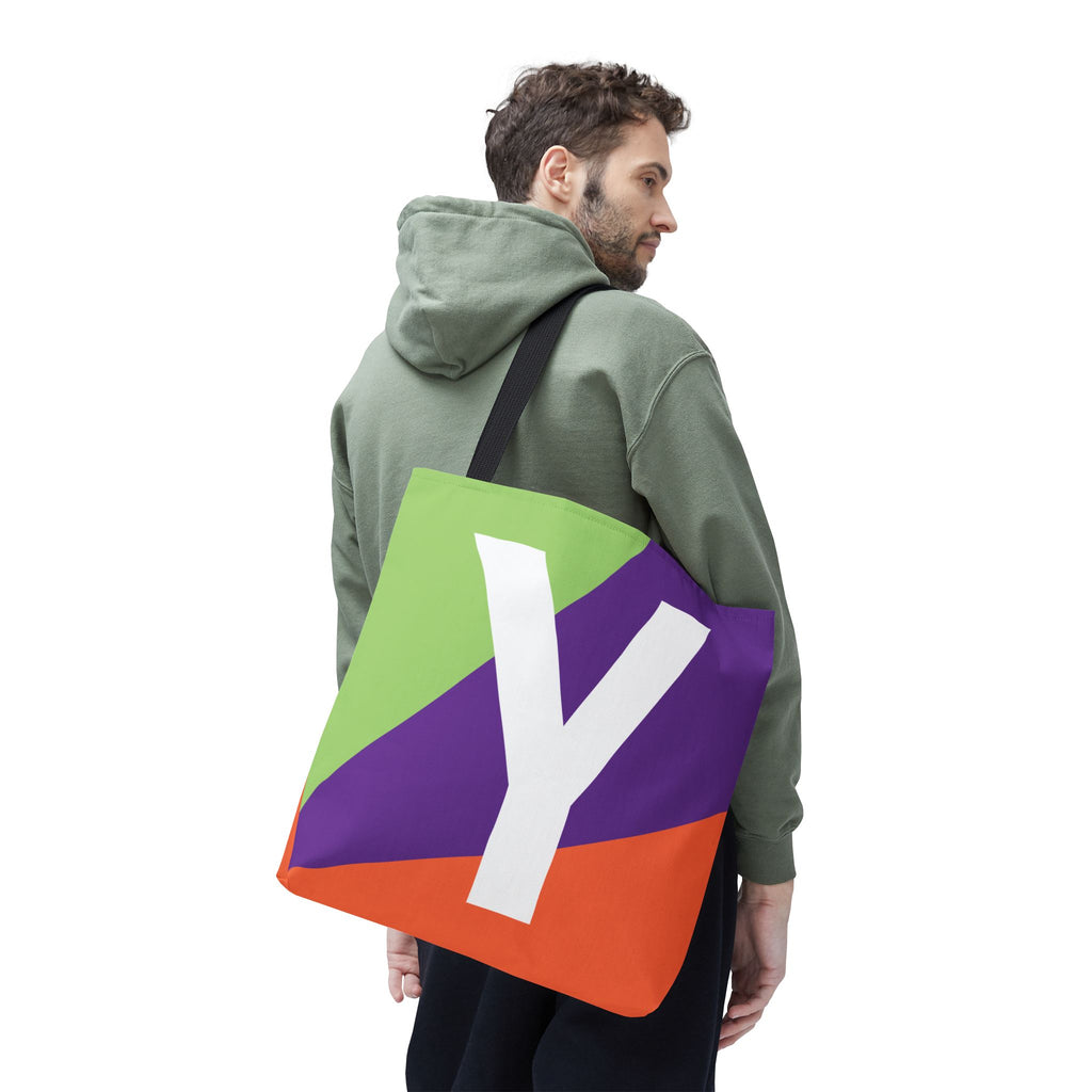 Monogram 'Y' Colorblock Tote Bag — Personalized Initial Y Shoulder Tote