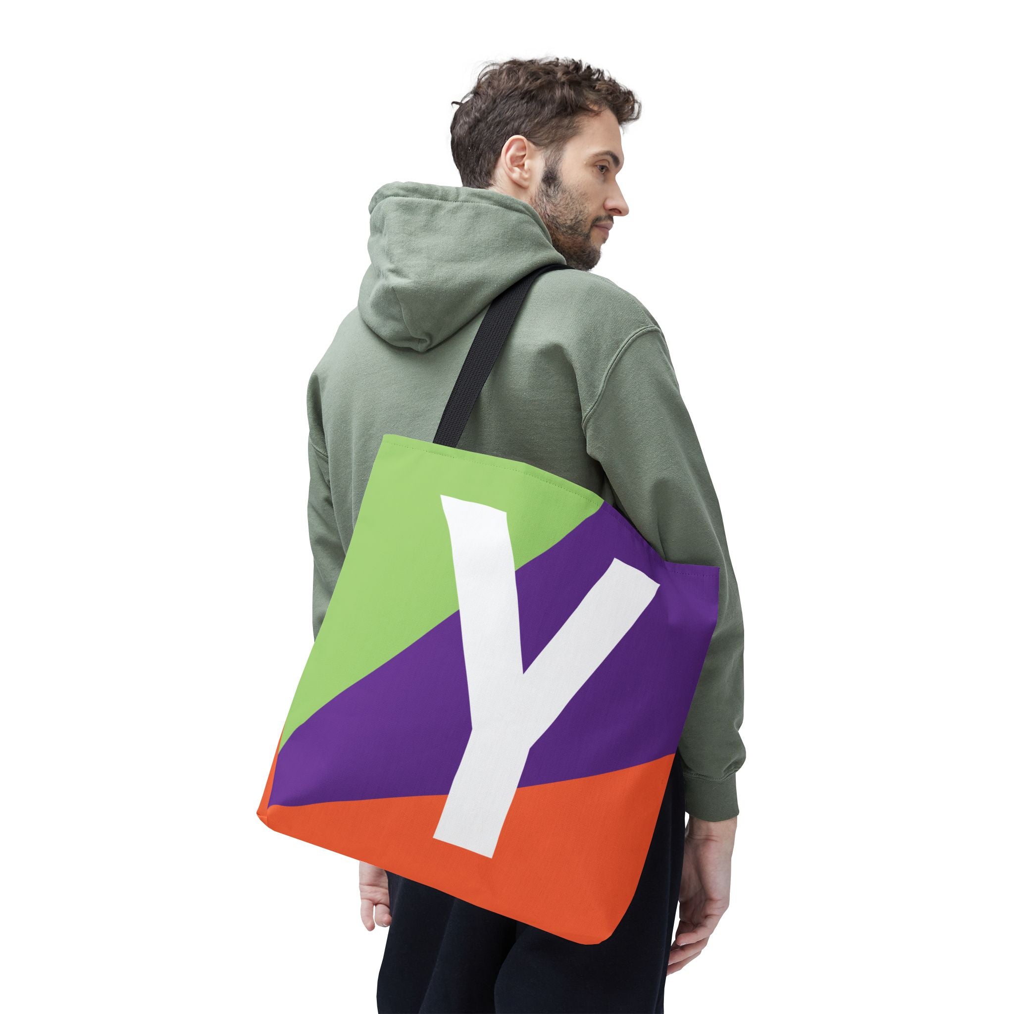 Monogram 'Y' Colorblock Tote Bag — Personalized Initial Y Shoulder Tote