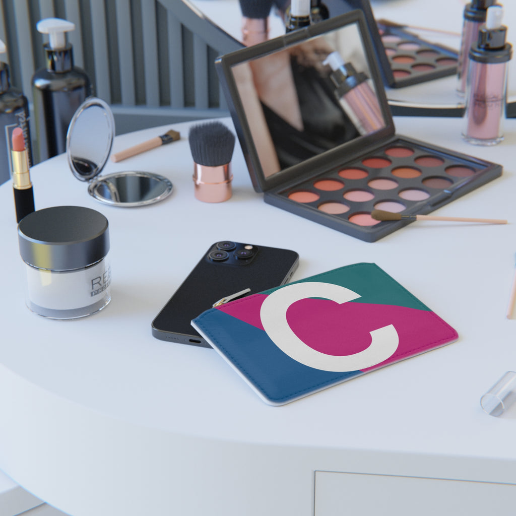 Initial C Mini Clutch — Colorblock Monogram Wristlet Wallet