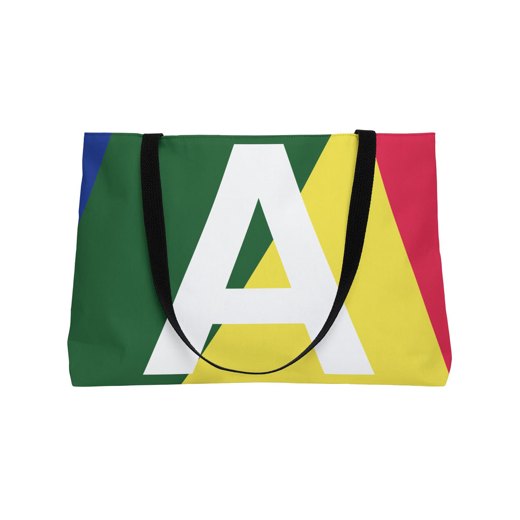 Personalized 'A' Colorblock Tote Bag — Monogram Weekender Tote