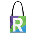 Monogram 'R' Colorblock Tote Bag — Personalized Initial R Shoulder Tote