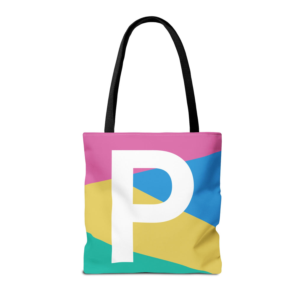 Monogram 'P' Colorblock Tote Bag — Personalized Initial P Shoulder Tote