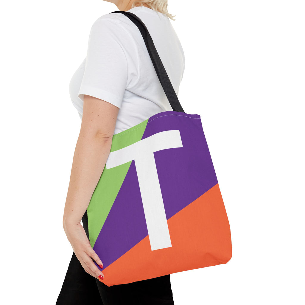 Monogram 'T' Colorblock Tote Bag — Personalized Initial T Shoulder Tote