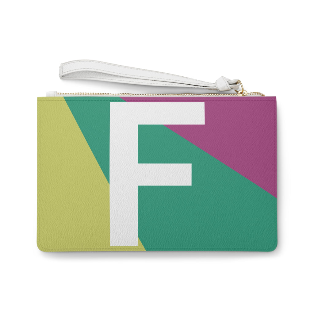 Monogram 'F' Colorblock Clutch Bag — Bold Geometric Wristlet for Everyday & Gifts