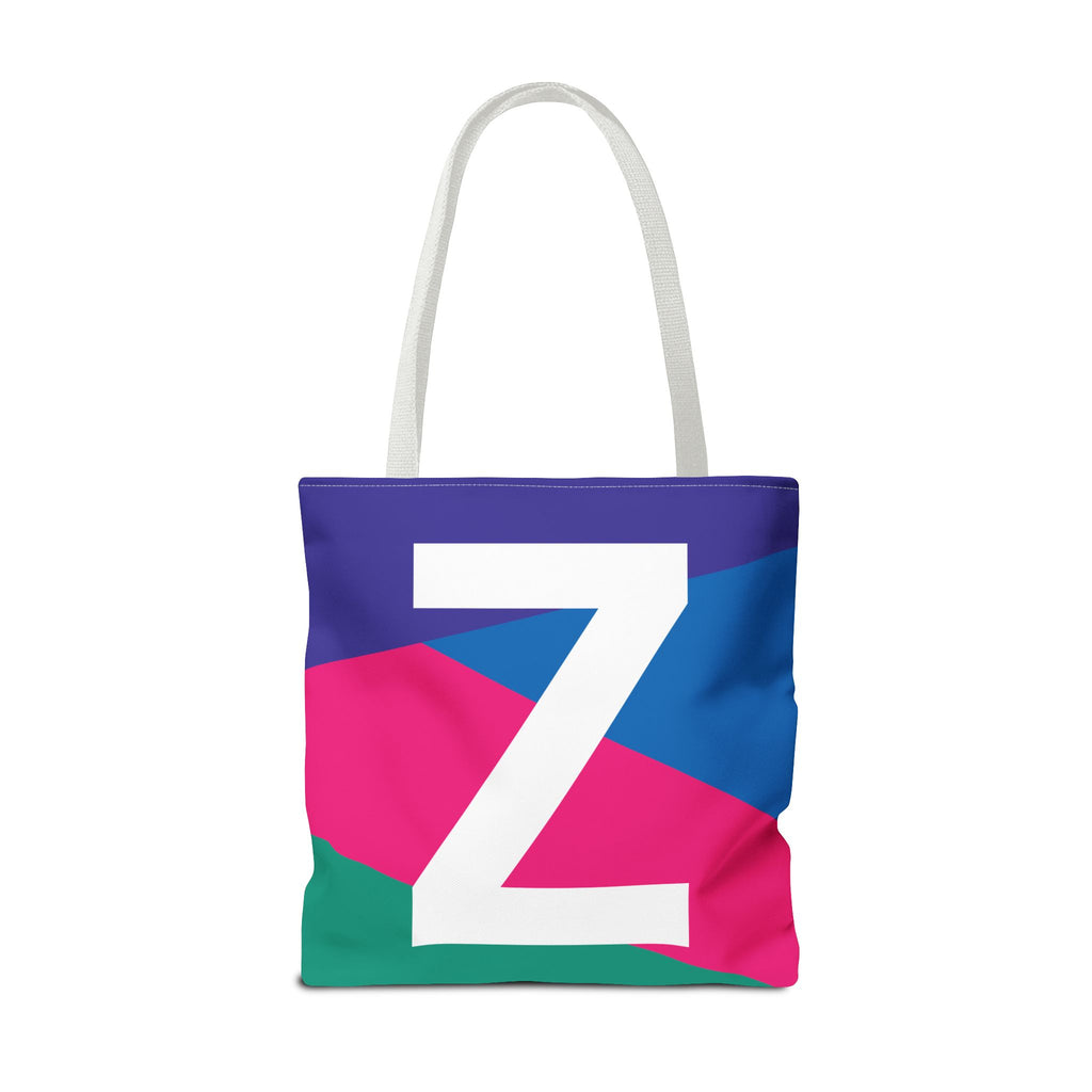 Monogram 'Z' Colorblock Tote Bag — Personalized Initial Z Shoulder Tote