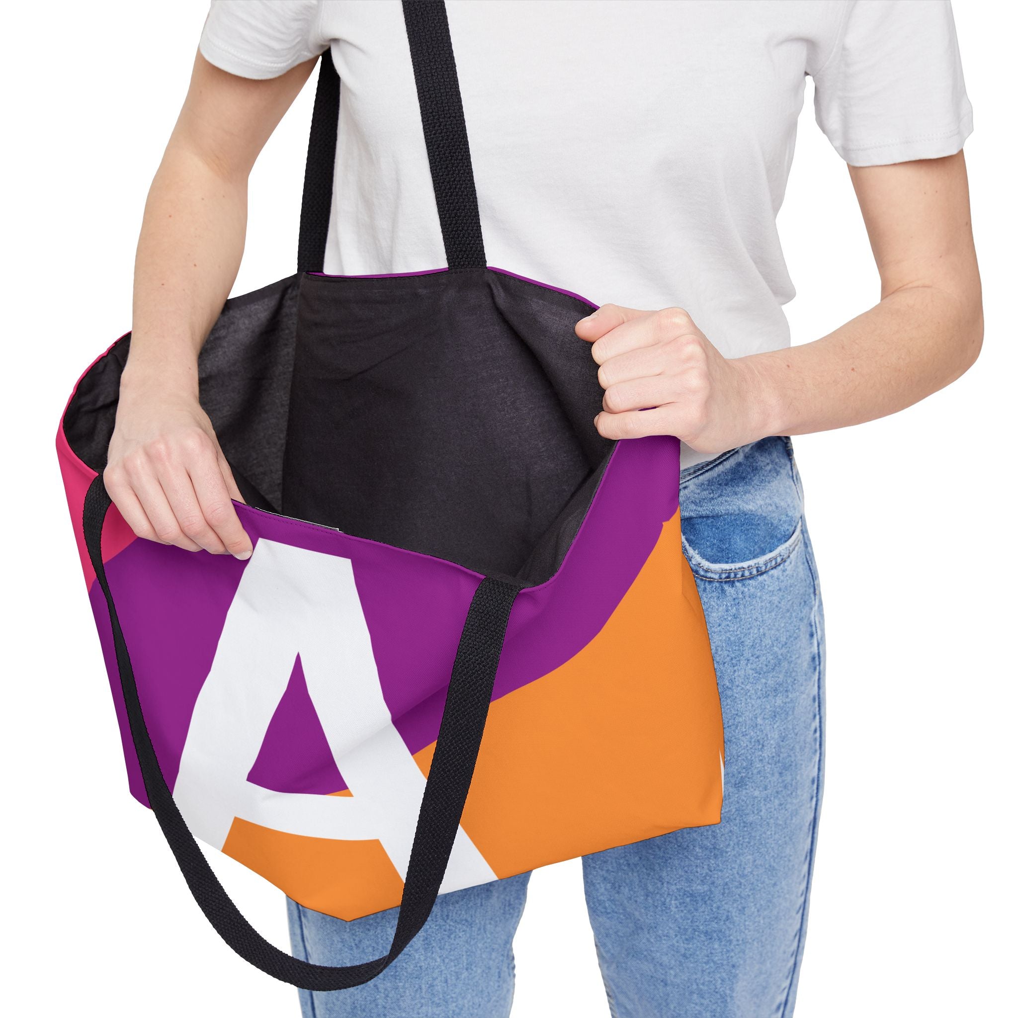 Personalized 'A' Colorblock Tote Bag — Monogram Weekender Tote