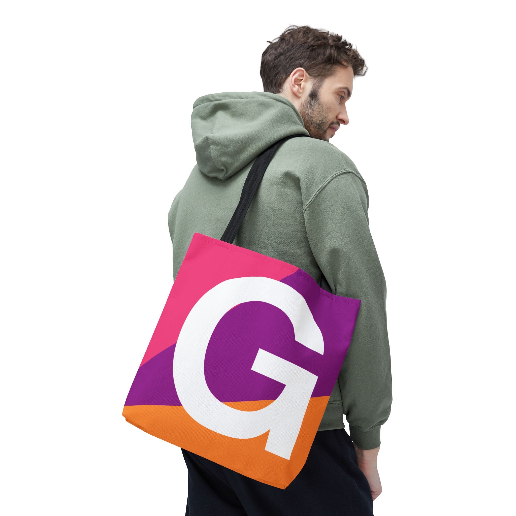 Monogram 'G' Colorblock Tote Bag — Personalized Initial G Shoulder Tote