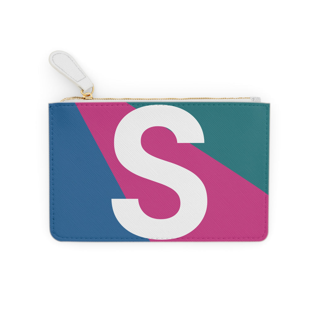 Initial S Mini Clutch — Colorblock Monogram Wristlet Wallet