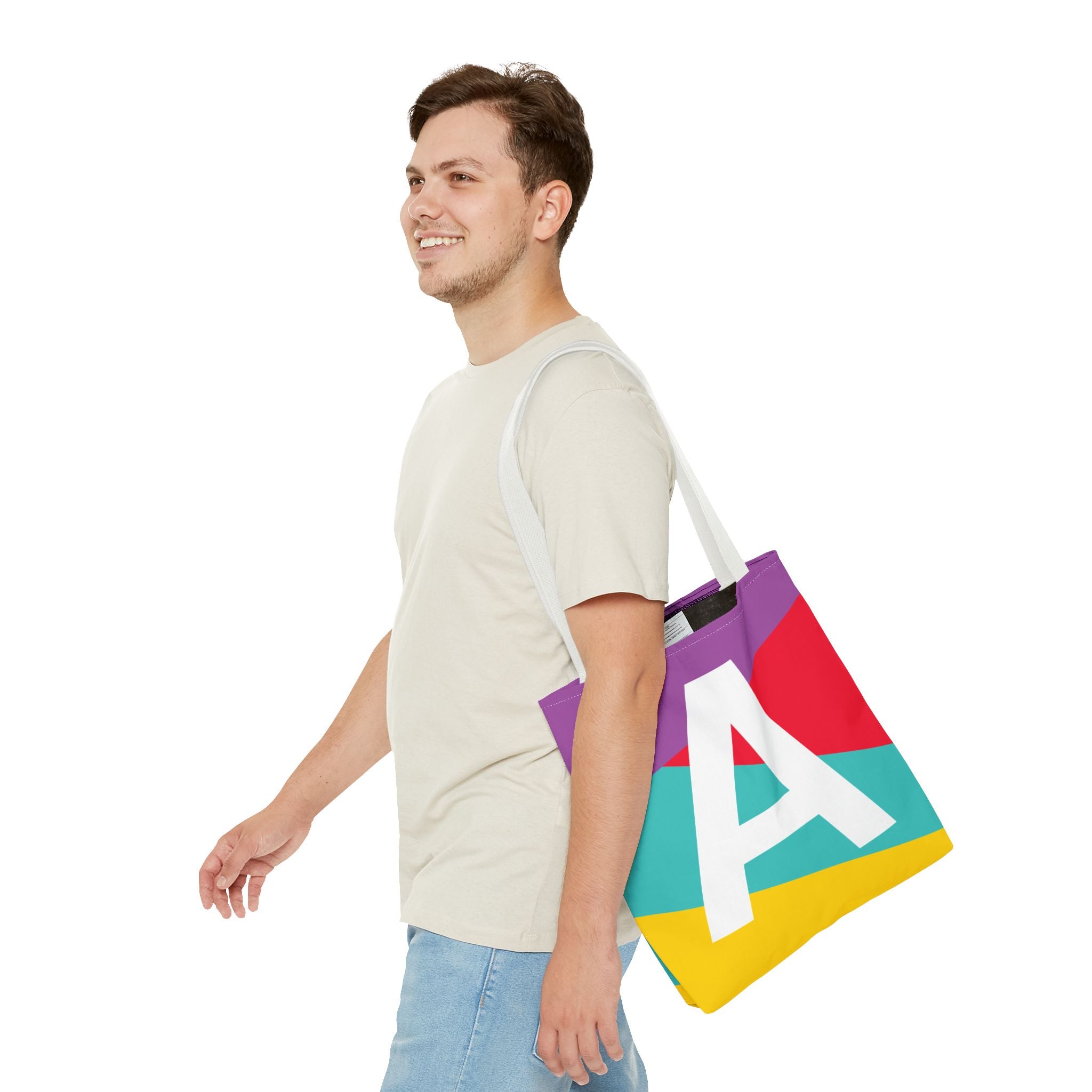 Monogram 'A' Colorblock Tote Bag — Personalized Initial A Shoulder Tote