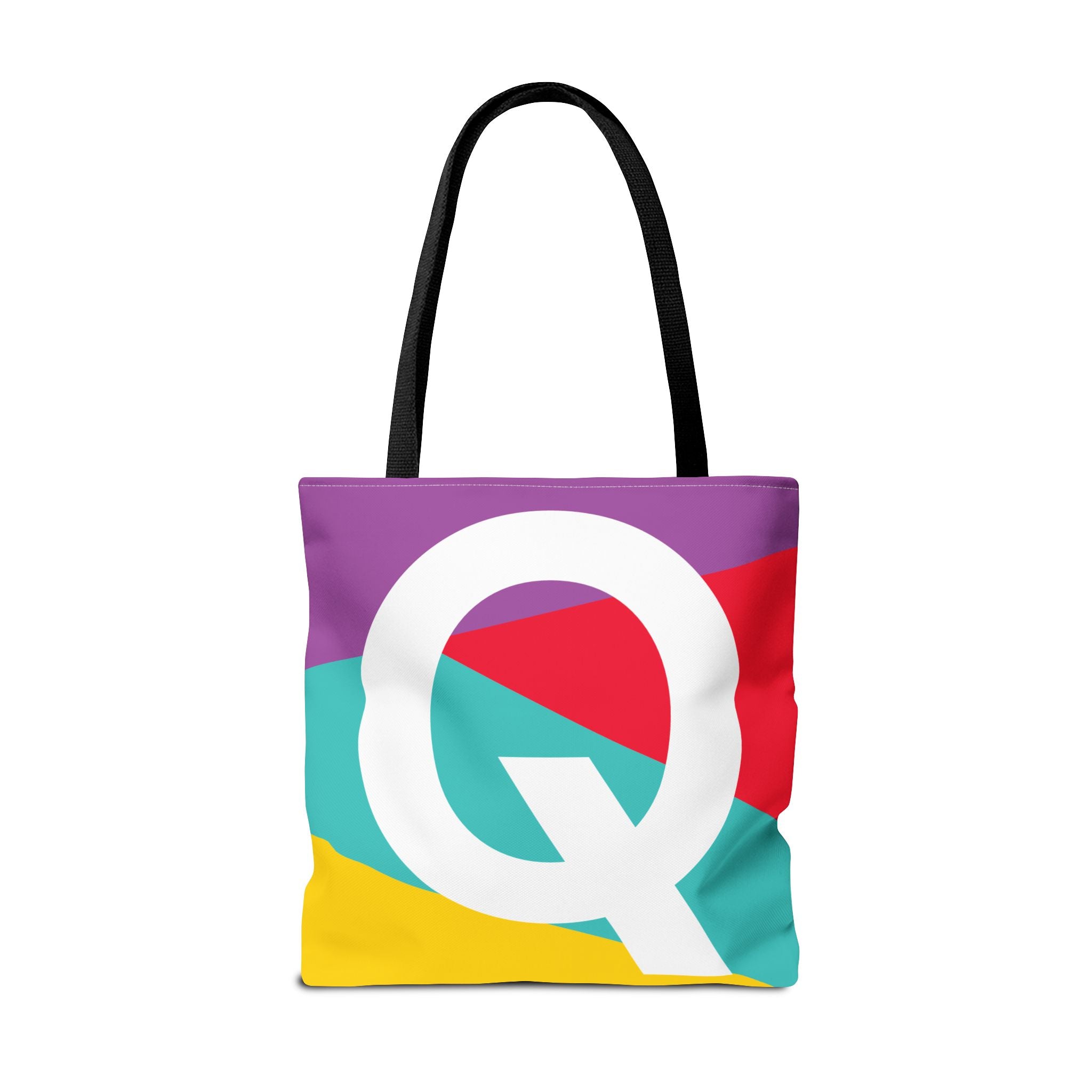 Monogram 'Q' Colorblock Tote Bag — Personalized Initial Q Shoulder Tote