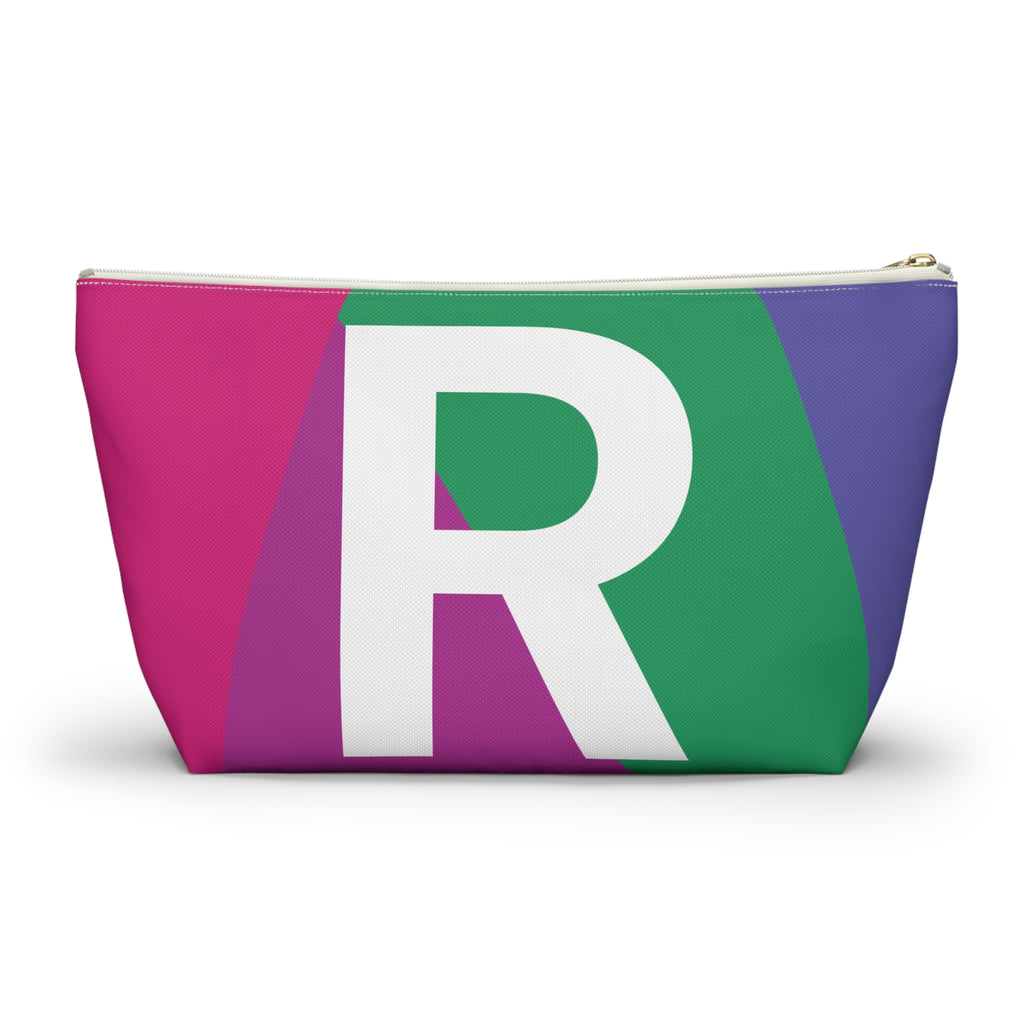 Initials Colorblock Accessory Pouch — Monogram R T-Bottom Cosmetic Bag