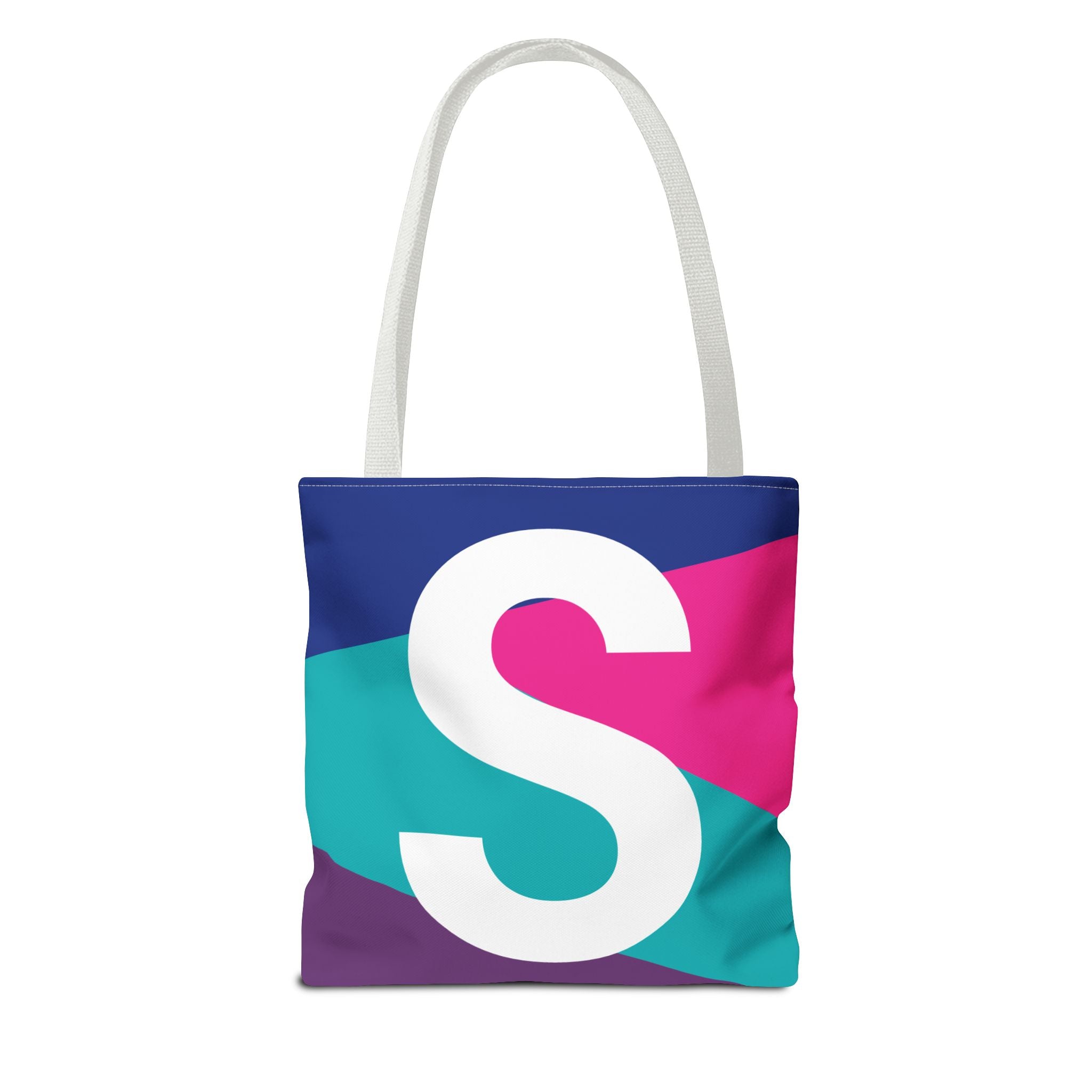 Monogram 'S' Colorblock Tote Bag — Personalized Initial S Shoulder Tote