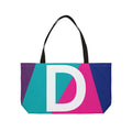 Personalized 'D' Colorblock Tote Bag — Monogram Weekender Tote