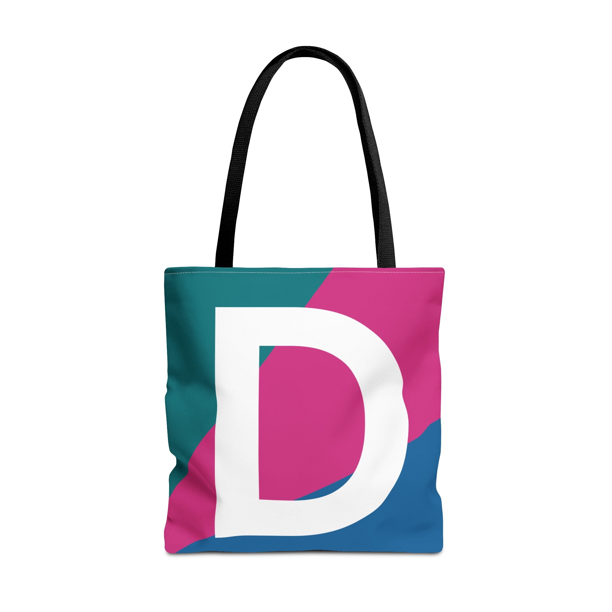 Monogram 'D' Colorblock Tote Bag — Personalized Initial D Shoulder Tote