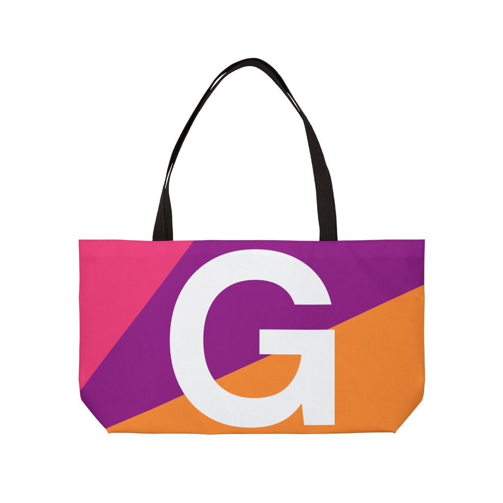 Personalized 'G' Colorblock Tote Bag — Monogram Weekender Tote