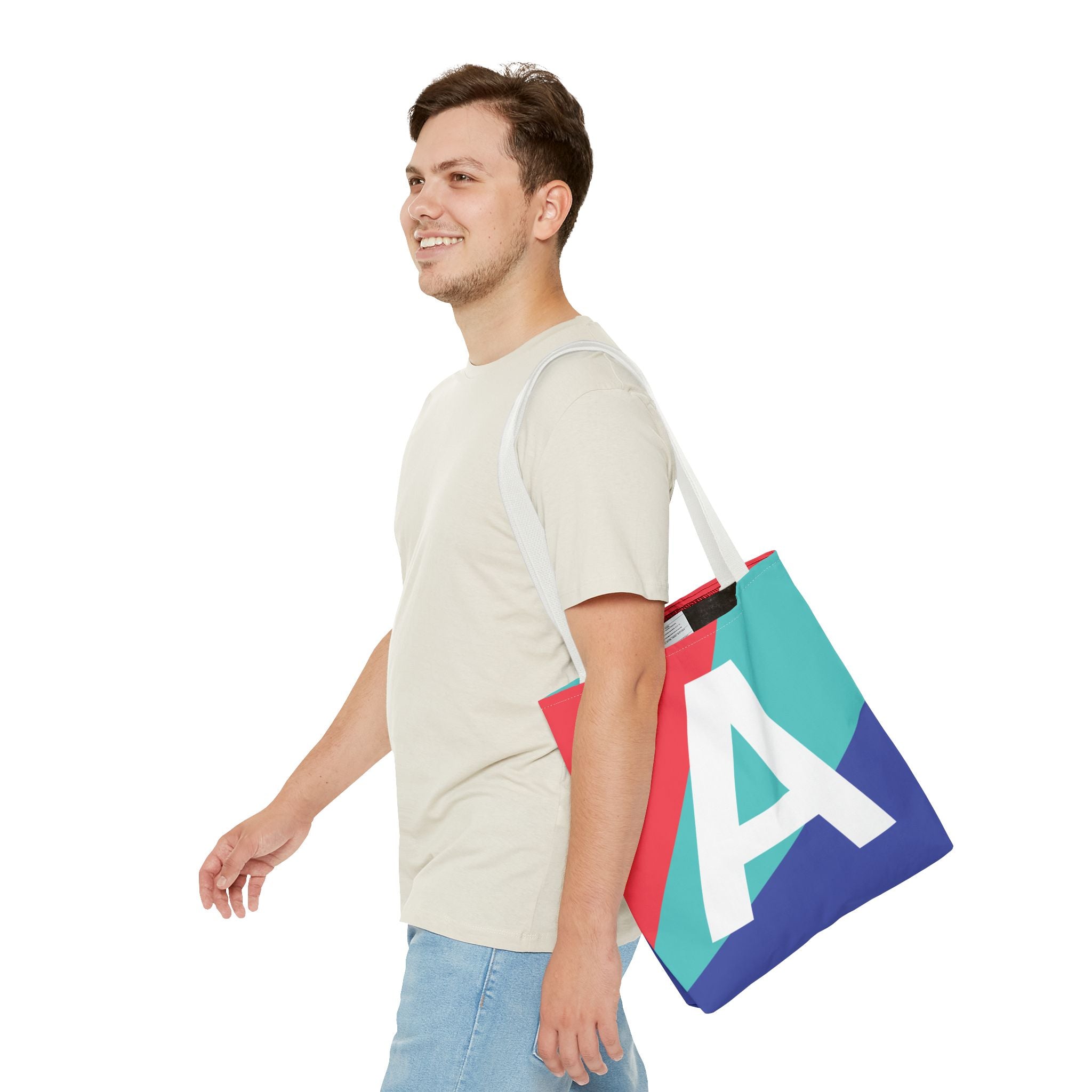 Monogram 'A' Colorblock Tote Bag — Personalized Initial A Shoulder Tote
