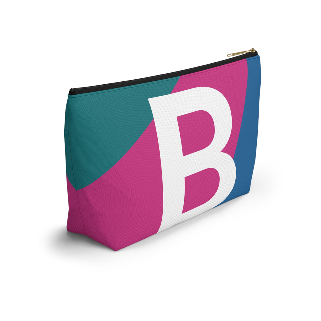 Initials Colorblock Accessory Pouch — Monogram B T-Bottom Cosmetic Bag