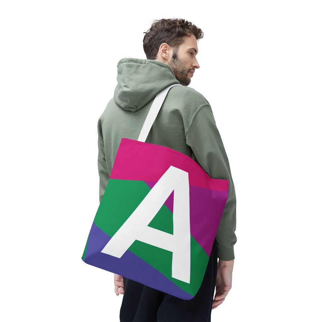 Monogram 'A' Colorblock Tote Bag — Personalized Initial A Shoulder Tote