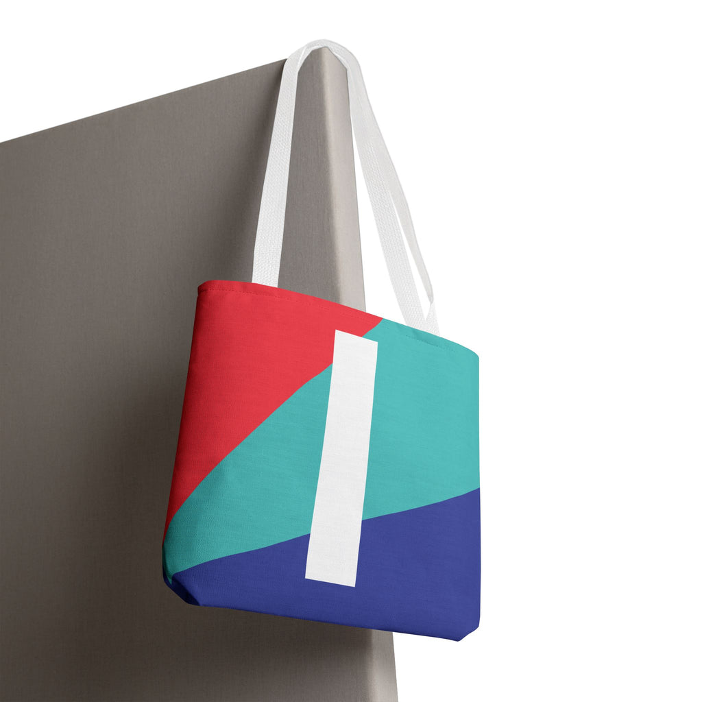 Monogram 'I' Colorblock Tote Bag — Personalized Initial I Shoulder Tote