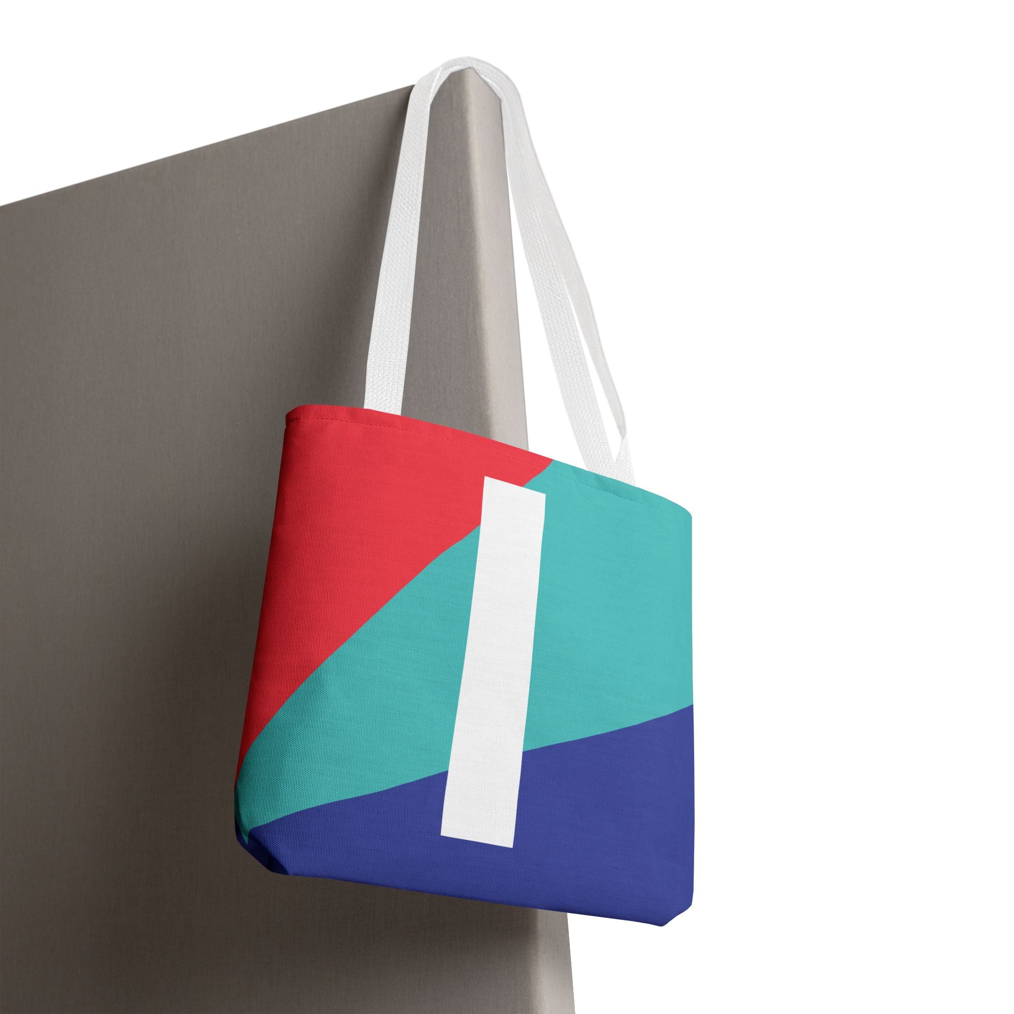 Monogram 'I' Colorblock Tote Bag — Personalized Initial I Shoulder Tote