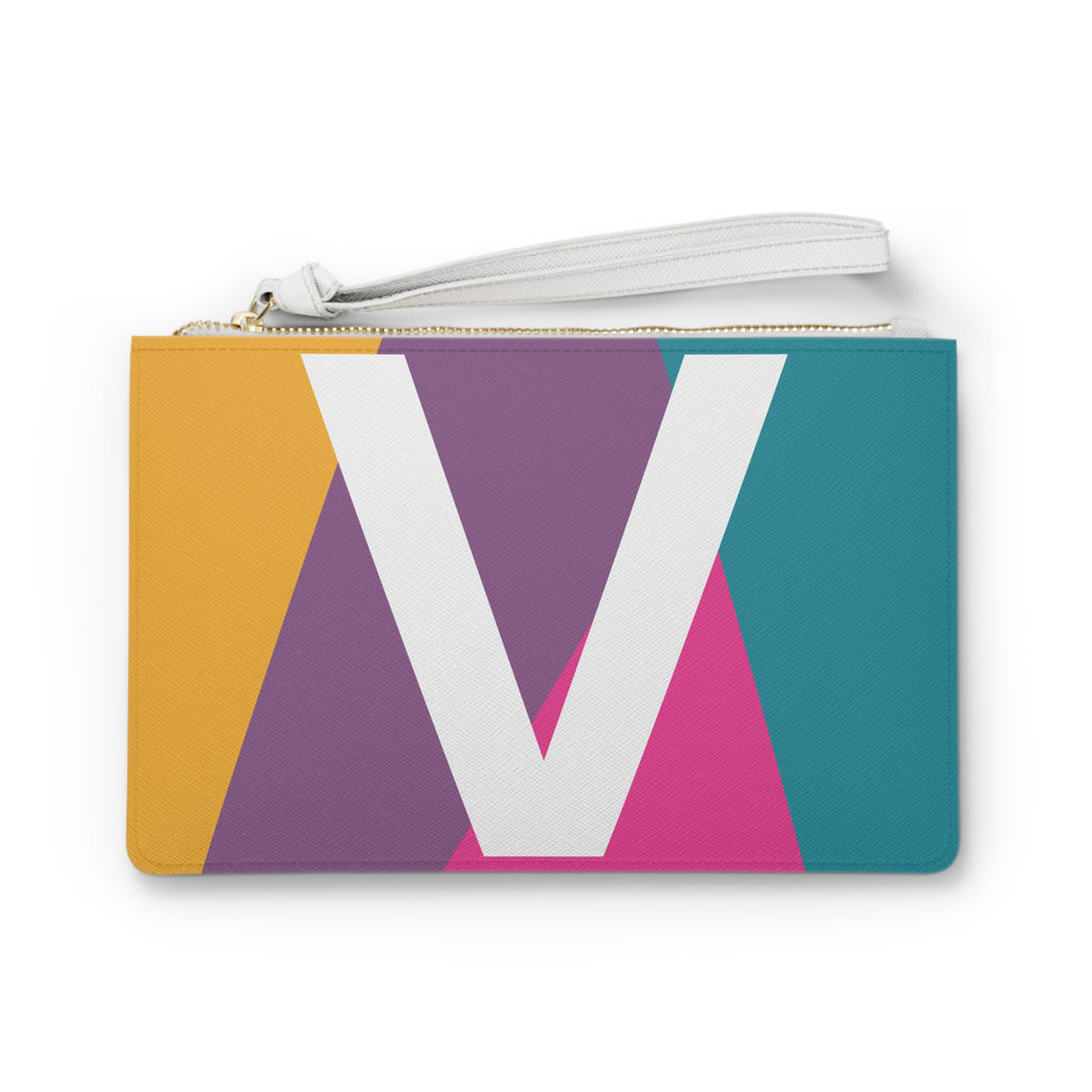 Monogram 'V' Colorblock Clutch Bag — Bold Geometric Wristlet for Everyday & Gifts