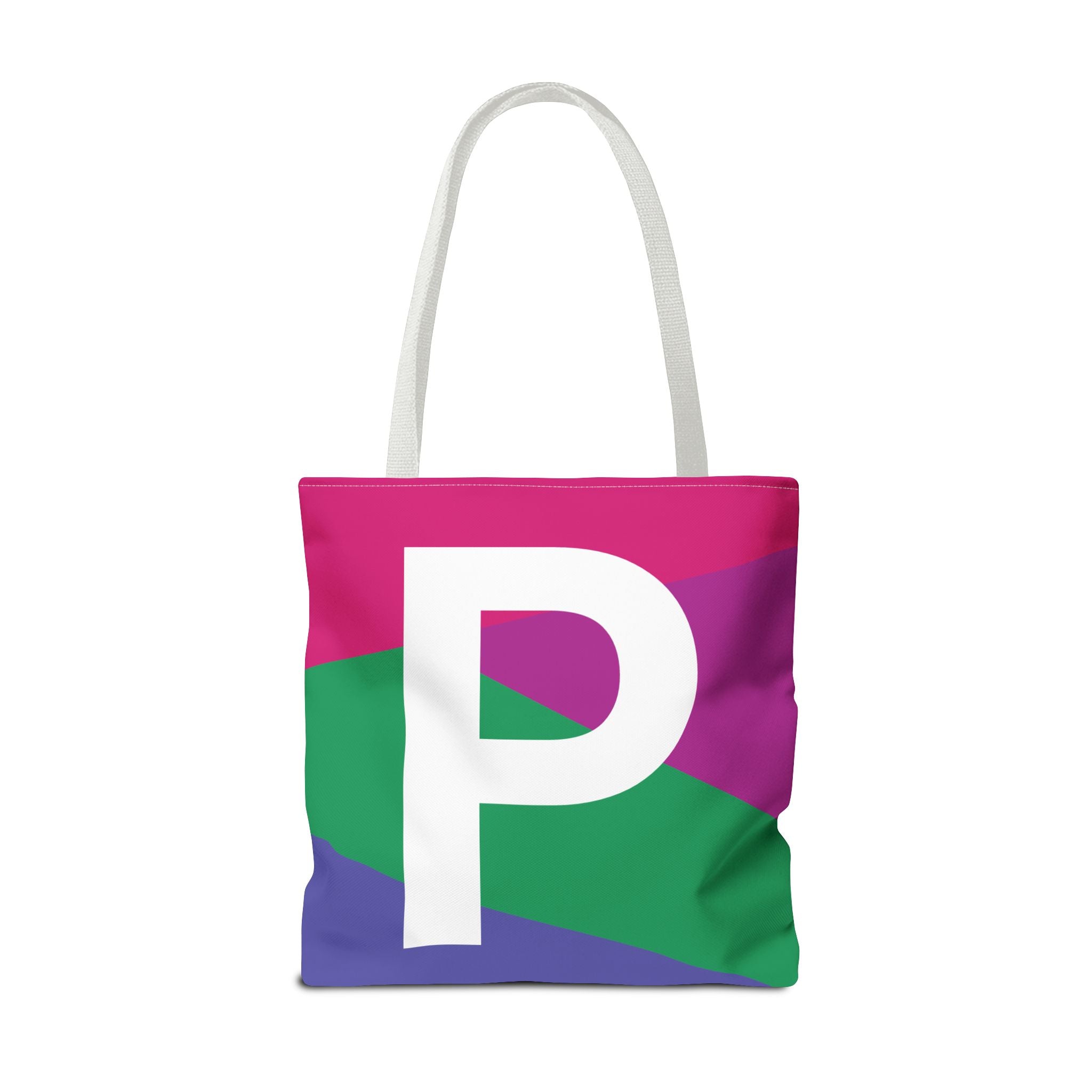 Monogram 'P' Colorblock Tote Bag — Personalized Initial P Shoulder Tote