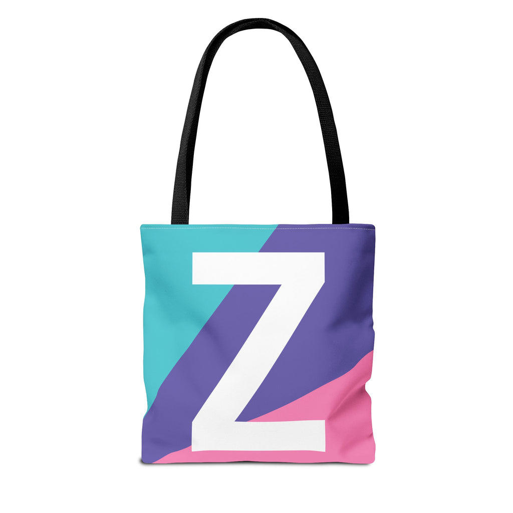 Monogram 'Z' Colorblock Tote Bag — Personalized Initial Z Shoulder Tote