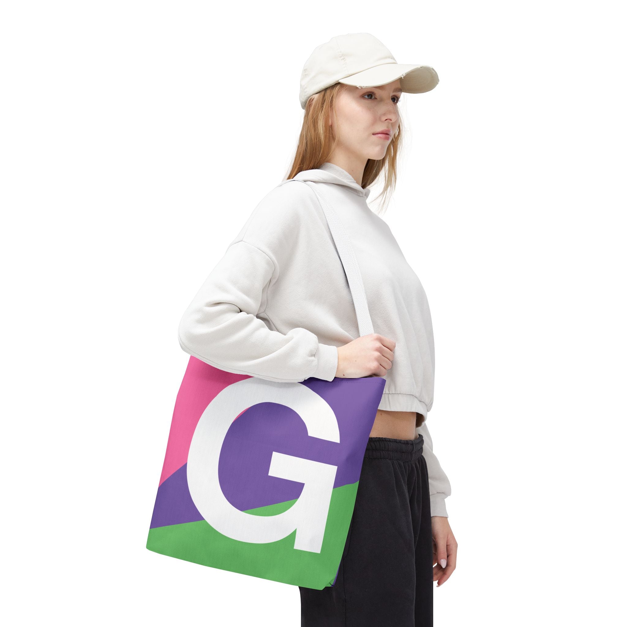 Monogram 'G' Colorblock Tote Bag — Personalized Initial G Shoulder Tote