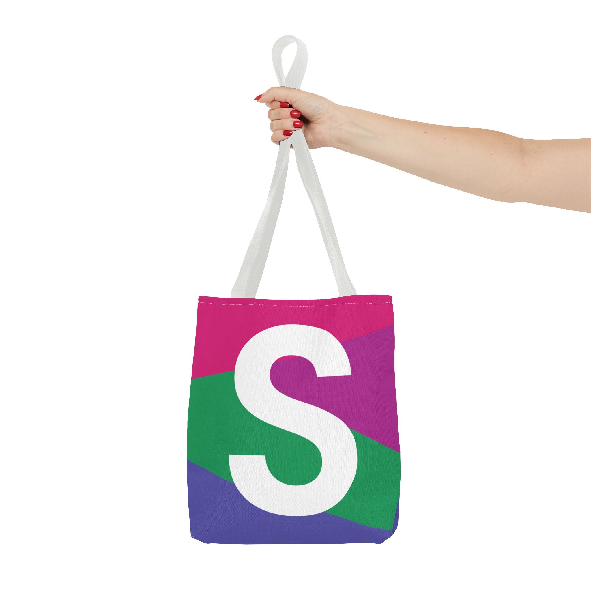Monogram 'S' Colorblock Tote Bag — Personalized Initial S Shoulder Tote