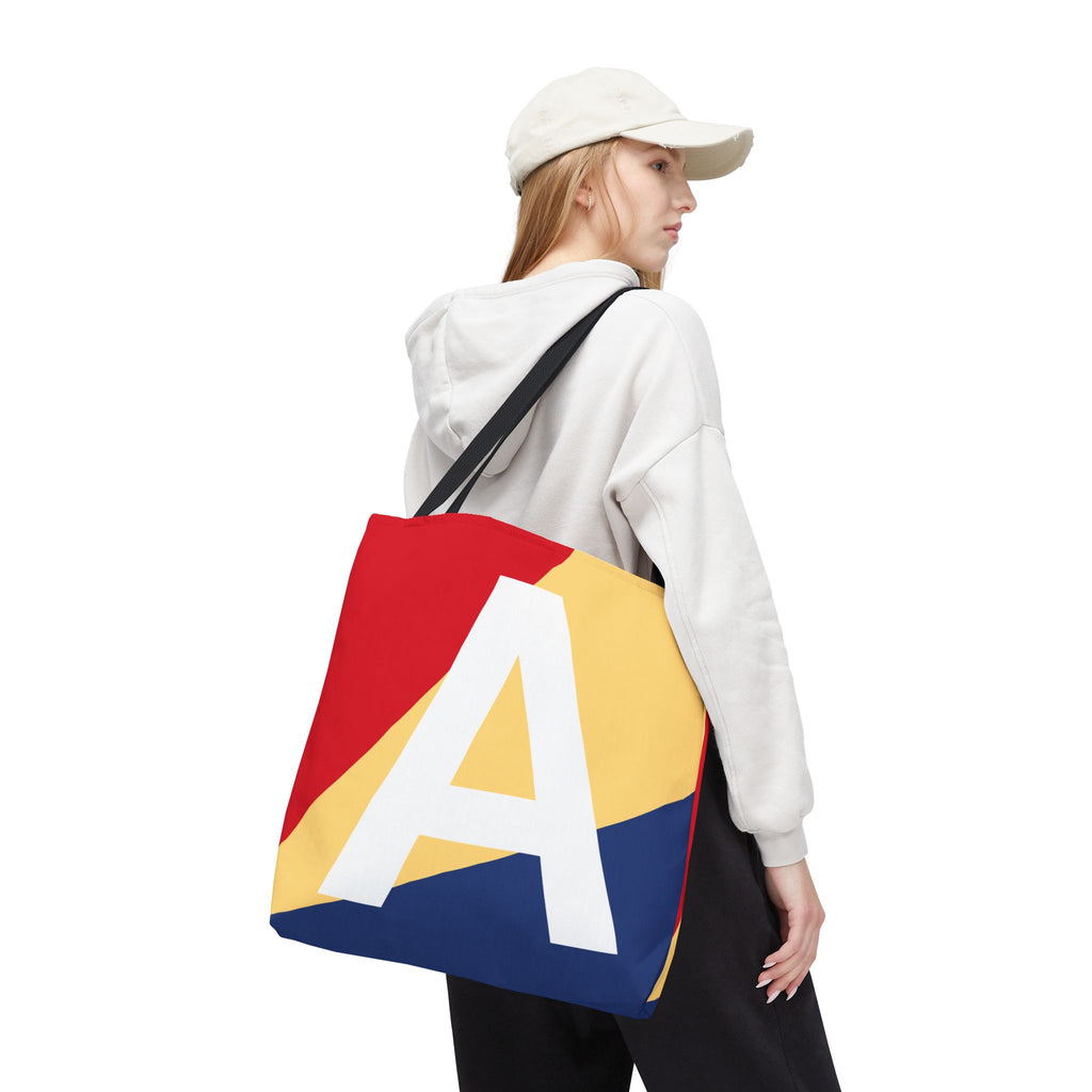 Monogram 'A' Colorblock Tote Bag — Personalized Initial A Shoulder Tote