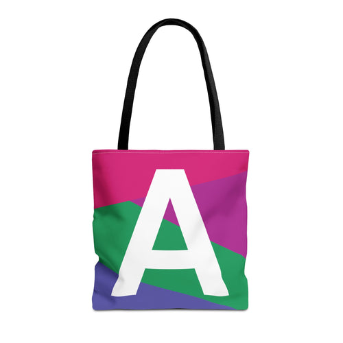 Monogram 'A' Colorblock Tote Bag — Personalized Initial A Shoulder Tote