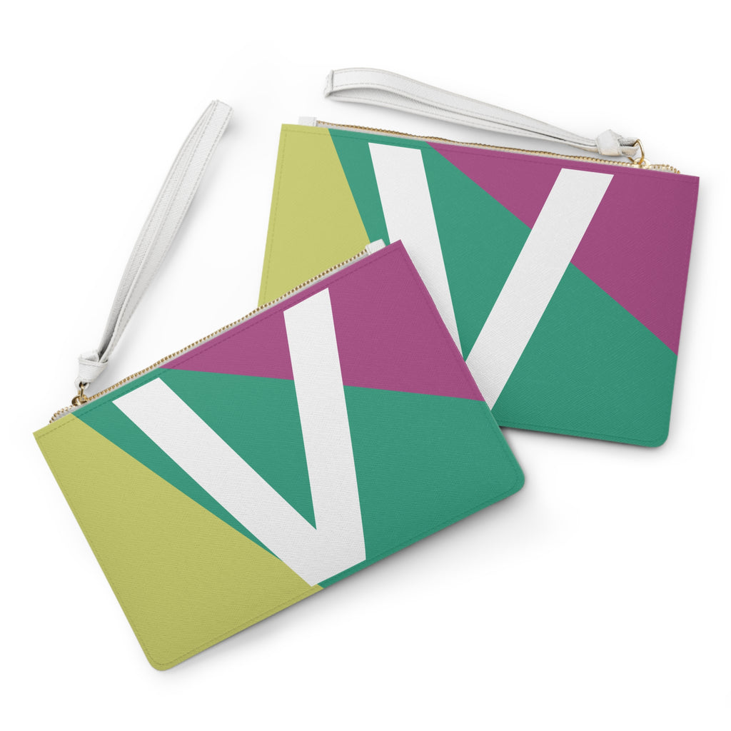 Monogram 'V' Colorblock Clutch Bag — Bold Geometric Wristlet for Everyday & Gifts