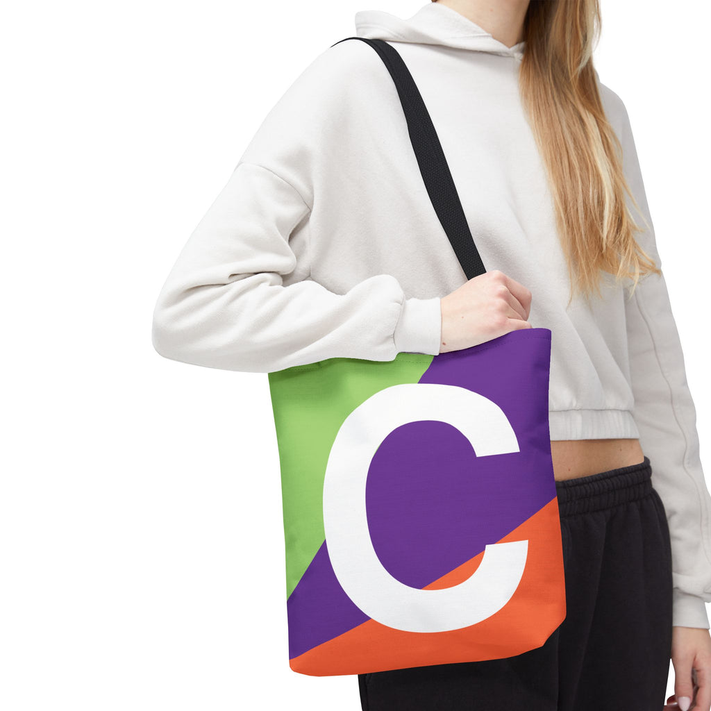 Monogram 'C' Colorblock Tote Bag — Personalized Initial C Shoulder Tote