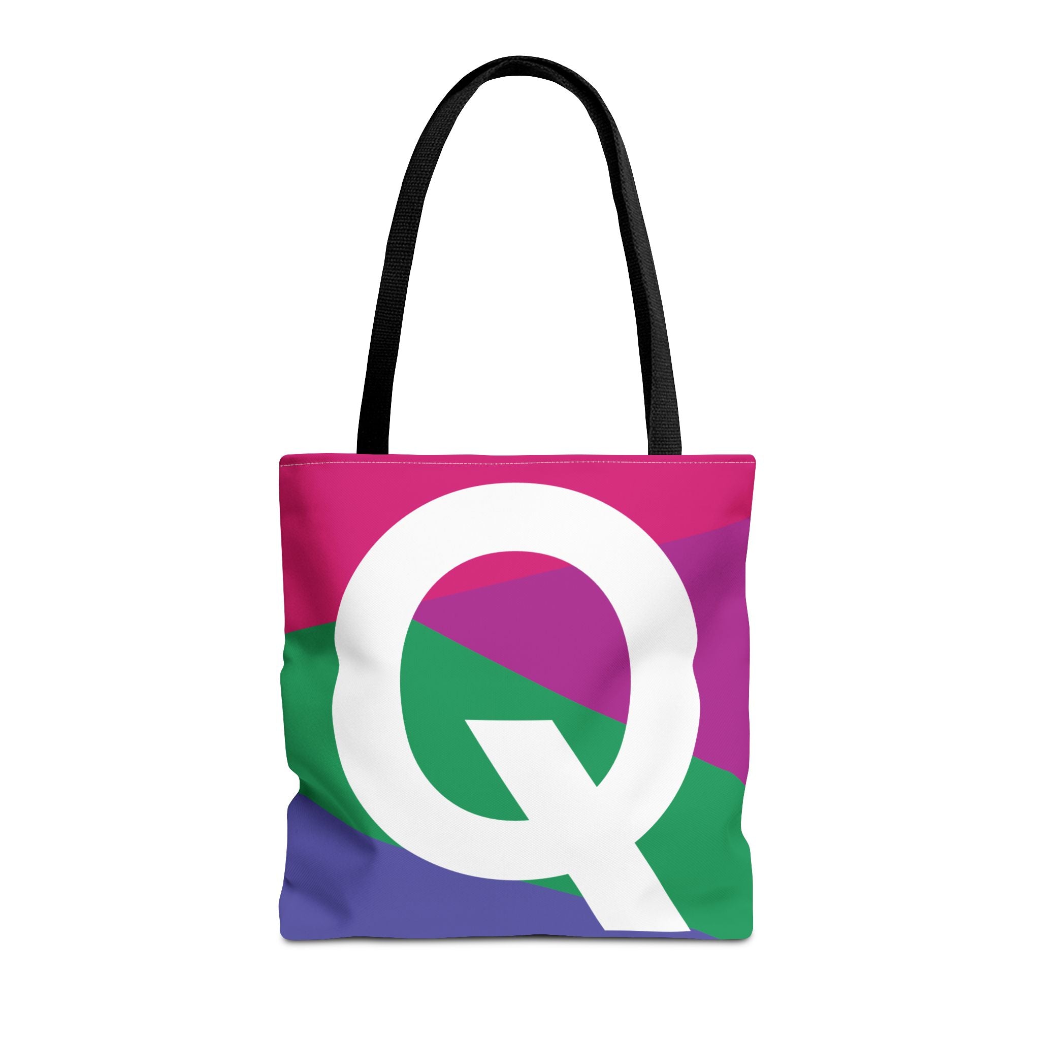 Monogram 'Q' Colorblock Tote Bag — Personalized Initial Q Shoulder Tote