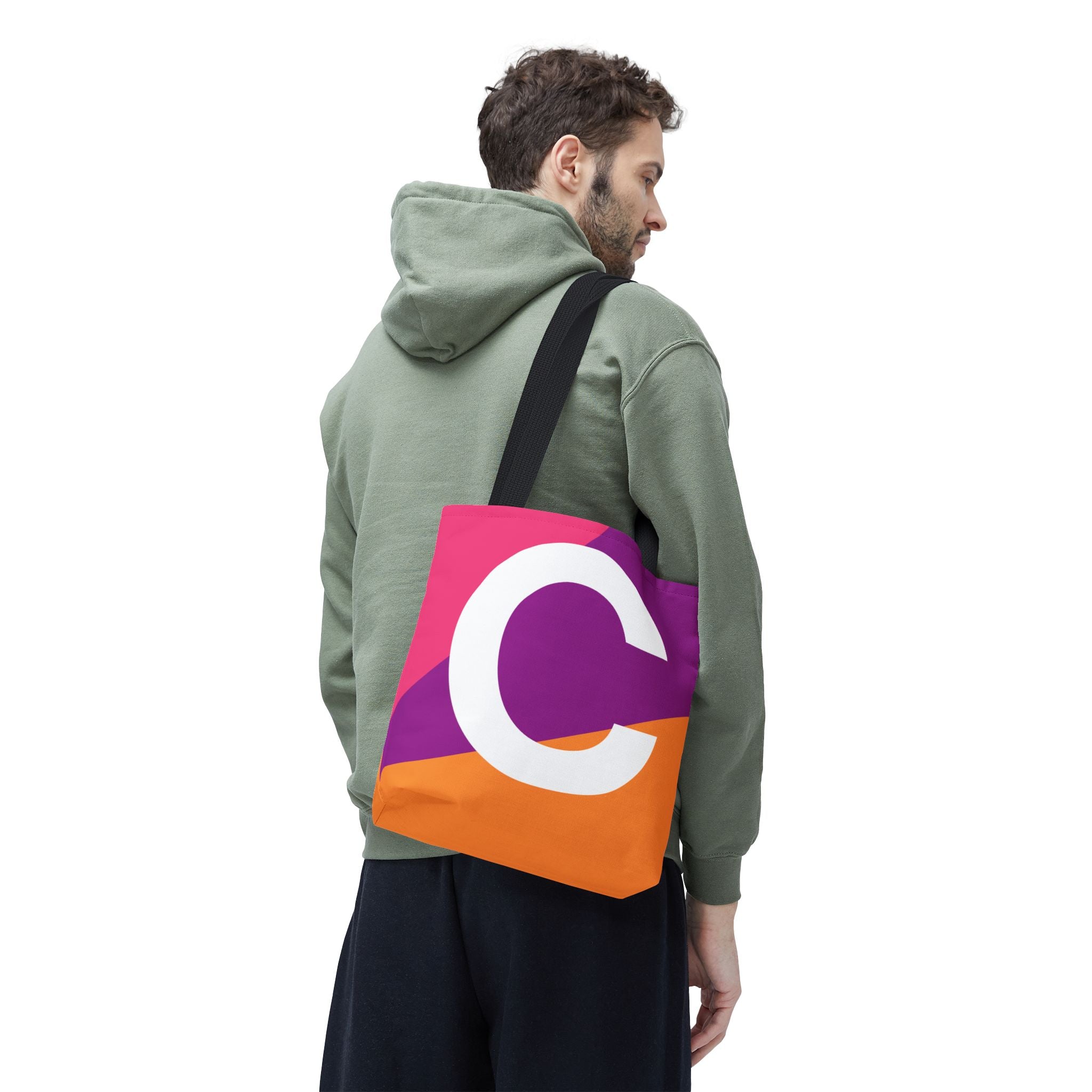 Monogram 'C' Colorblock Tote Bag — Personalized Initial C Shoulder Tote
