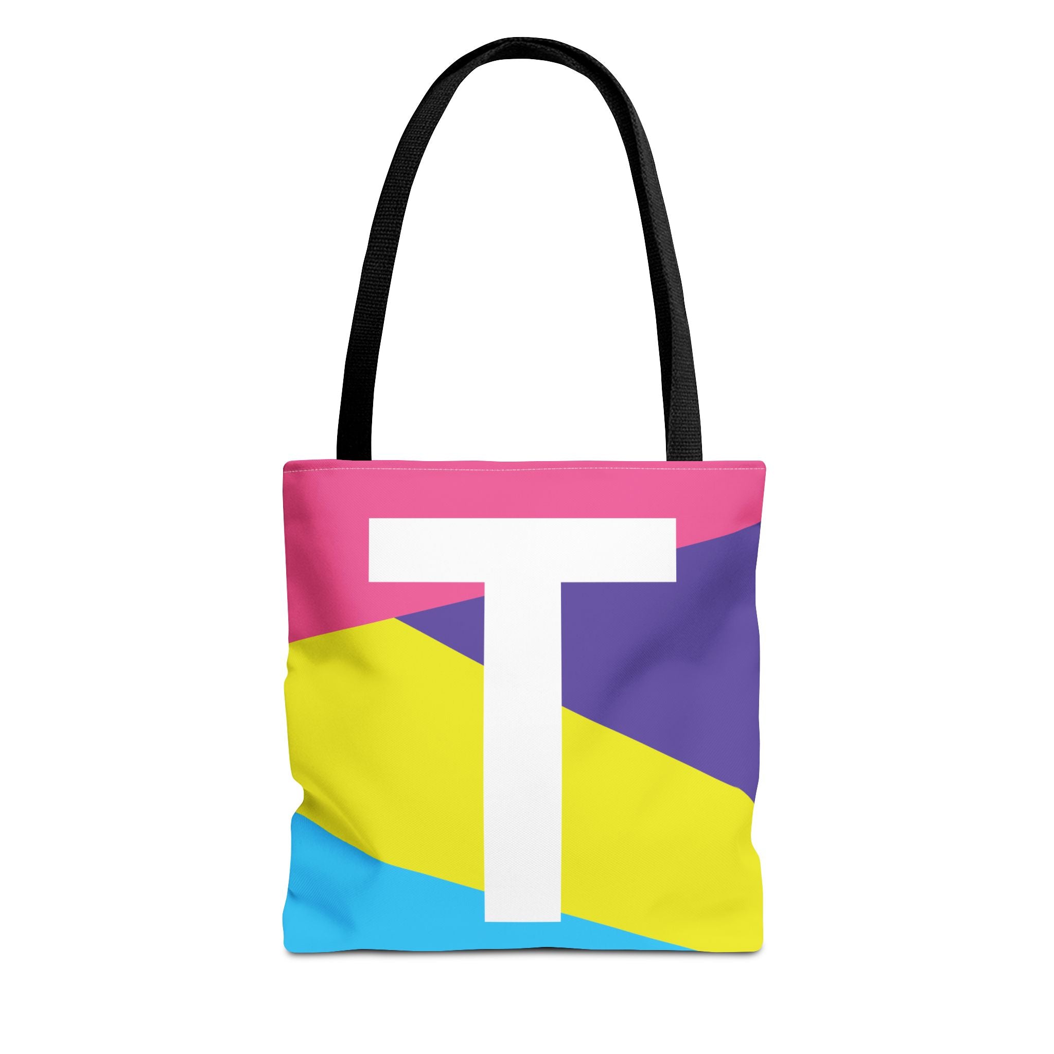 Monogram 'T' Colorblock Tote Bag — Personalized Initial T Shoulder Tote