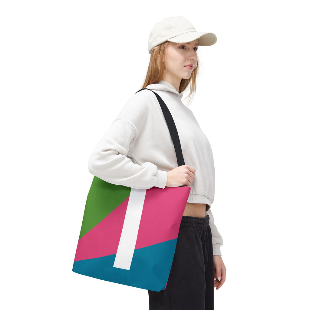 Monogram 'I' Colorblock Tote Bag — Personalized Initial I Shoulder Tote