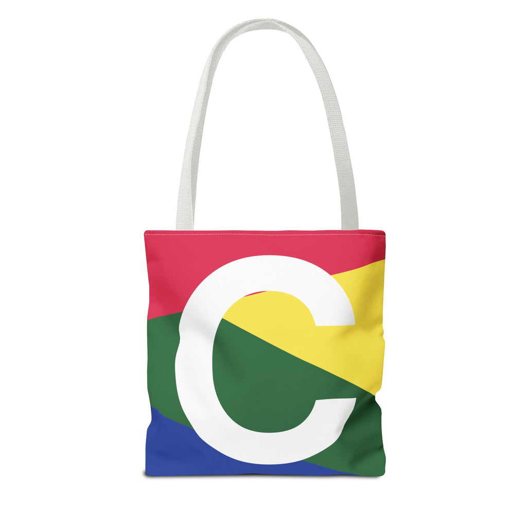 Monogram 'C' Colorblock Tote Bag — Personalized Initial C Shoulder Tote