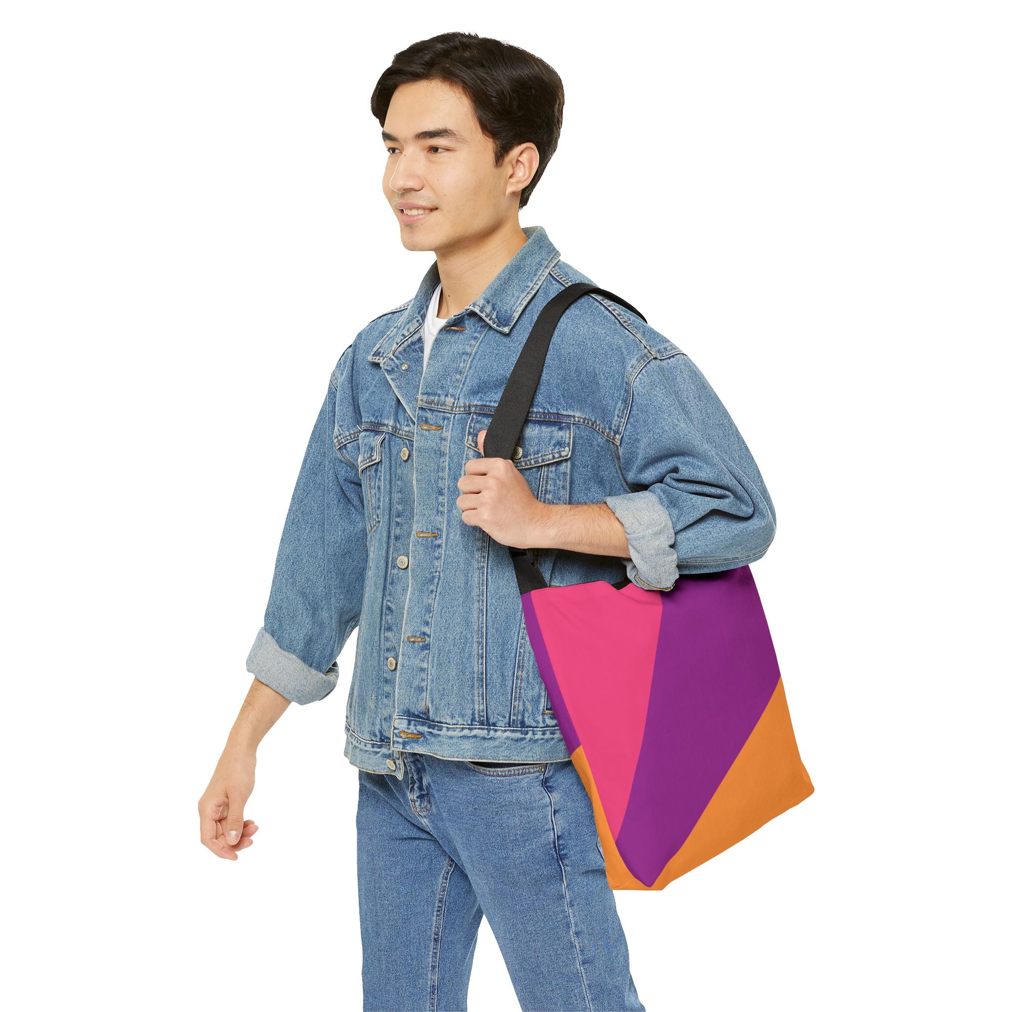 Colorblock Geometric Tote Bag — Adjustable Strap, Bright Abstract Pattern