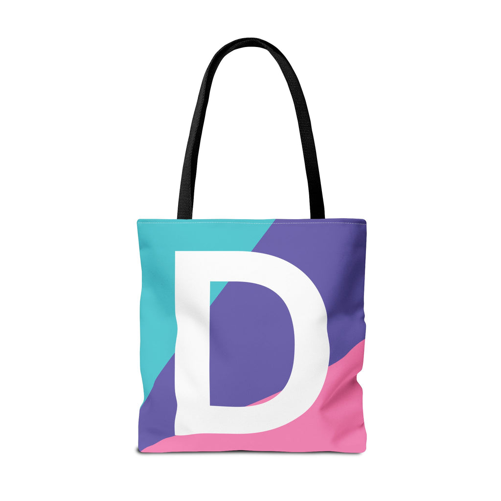 Monogram 'D' Colorblock Tote Bag — Personalized Initial D Shoulder Tote