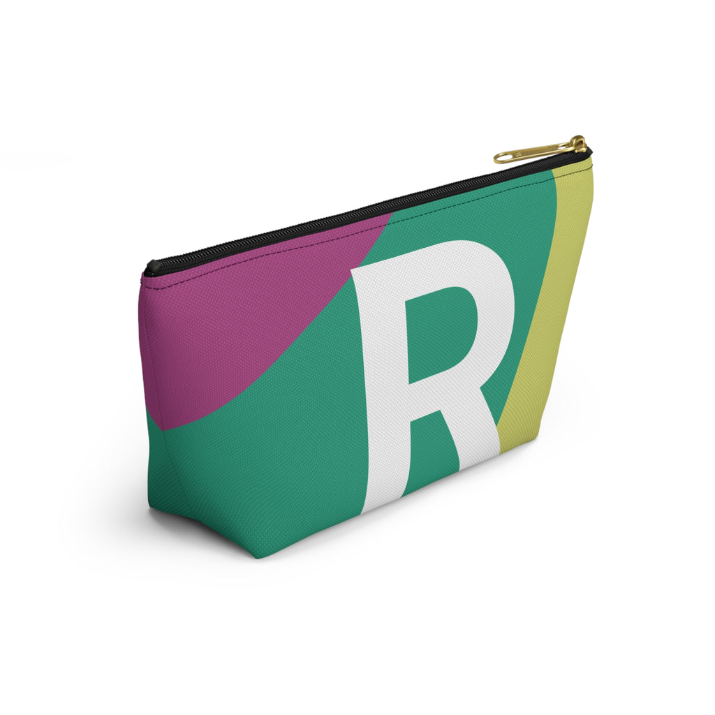Initials Colorblock Accessory Pouch — Monogram R T-Bottom Cosmetic Bag