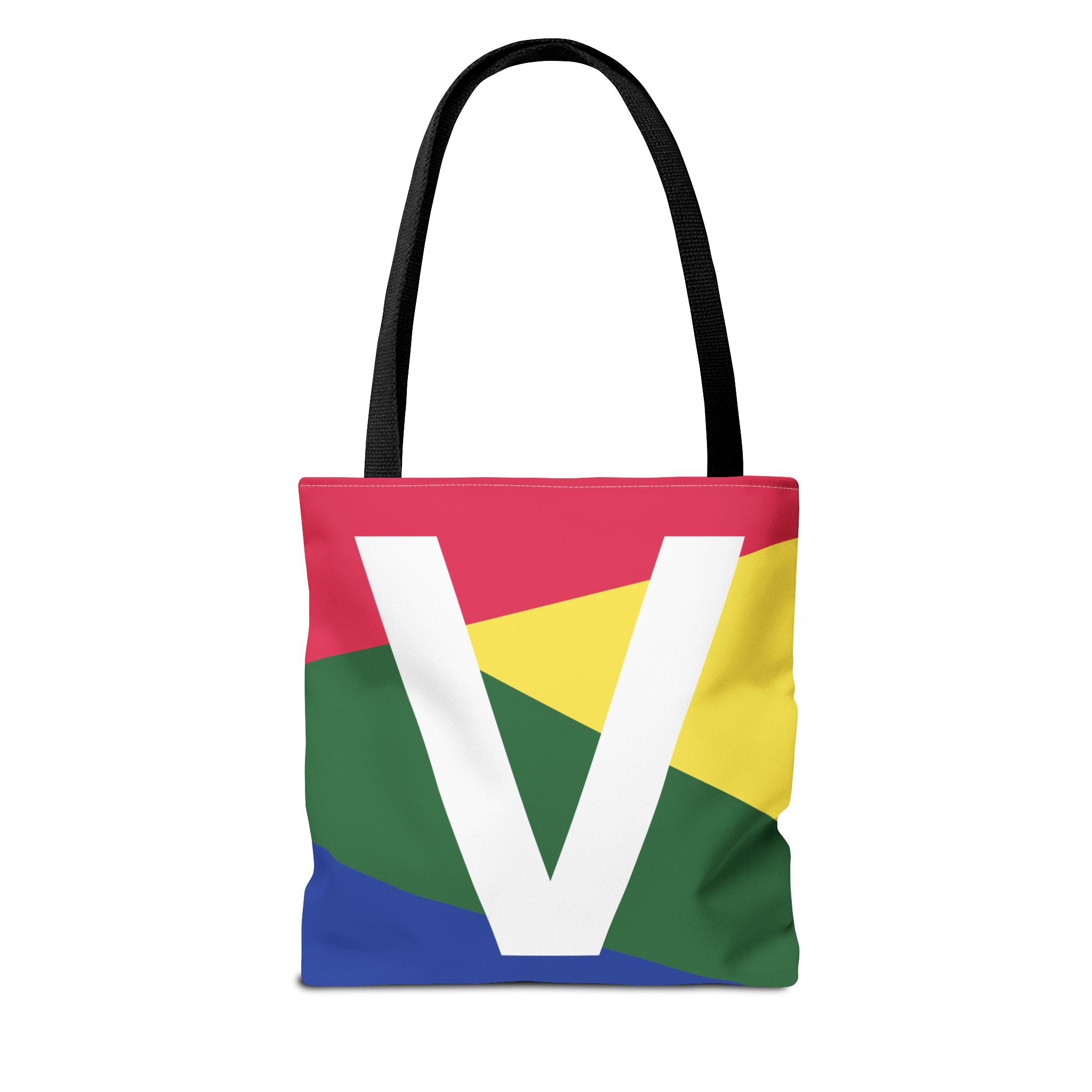 Monogram 'V' Colorblock Tote Bag — Personalized Initial V Shoulder Tote