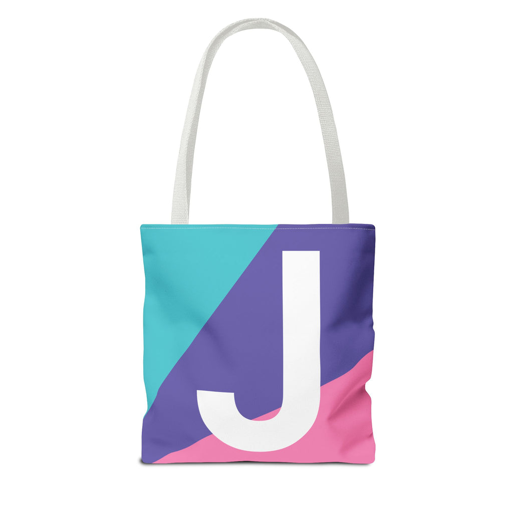 Monogram 'J' Colorblock Tote Bag — Personalized Initial J Shoulder Tote