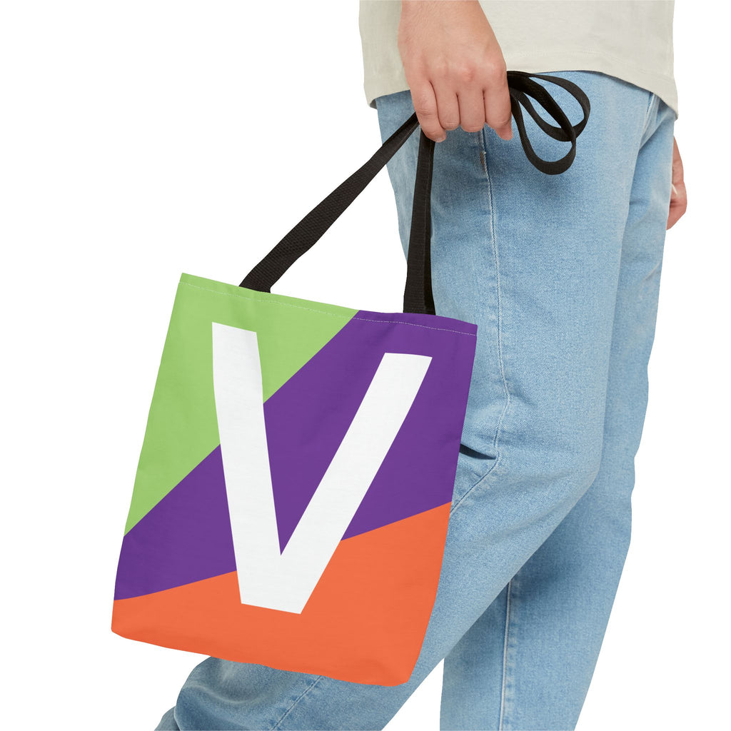 Monogram 'V' Colorblock Tote Bag — Personalized Initial V Shoulder Tote
