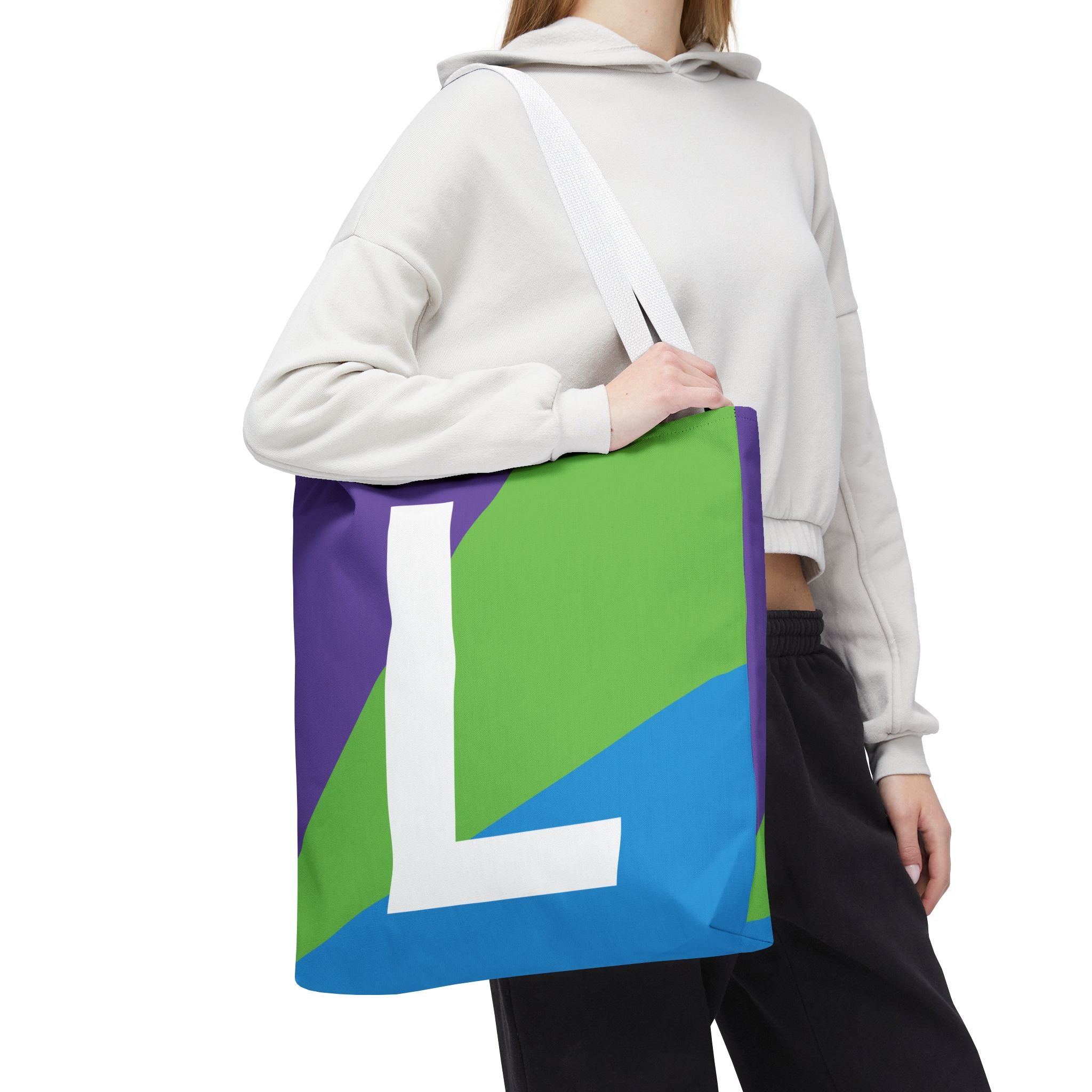Monogram 'L' Colorblock Tote Bag — Personalized Initial L Shoulder Tote